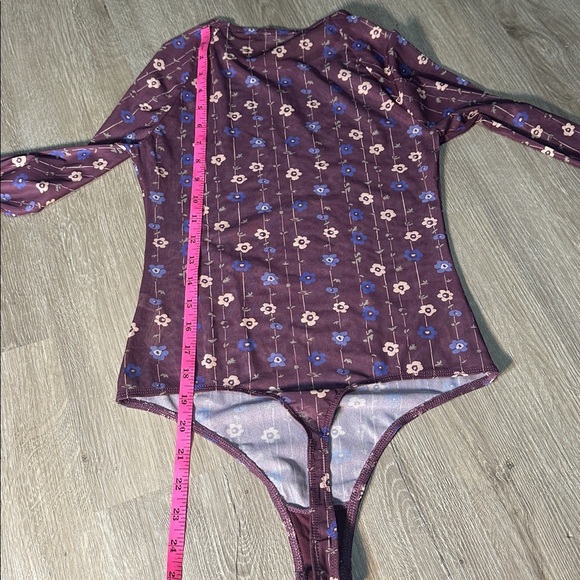 FP Free People Floral Purple and Blue Sheer Long Sleeve Size Small 🦄 - Picture 7 of 7